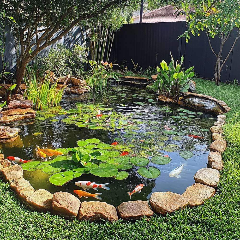 Koi and lilies
